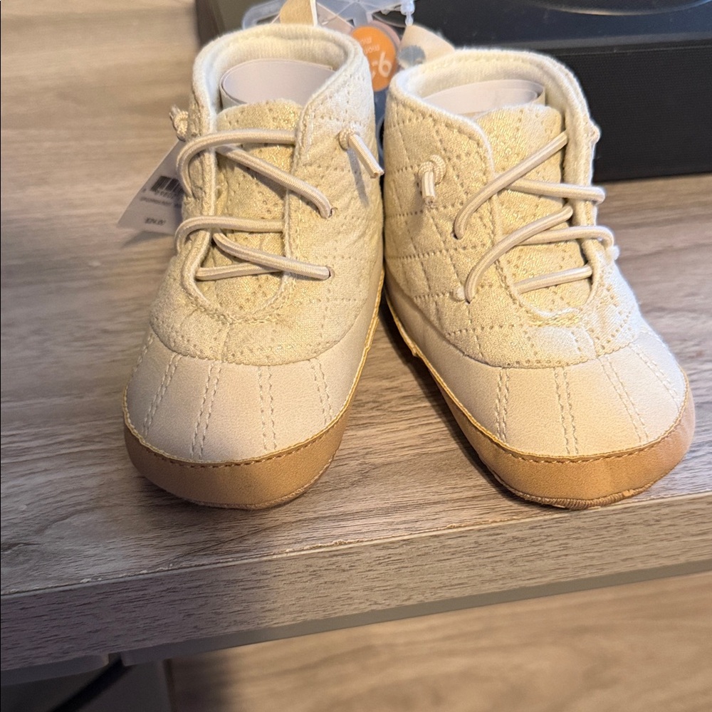 Carter's Cream and Tan Baby Booties